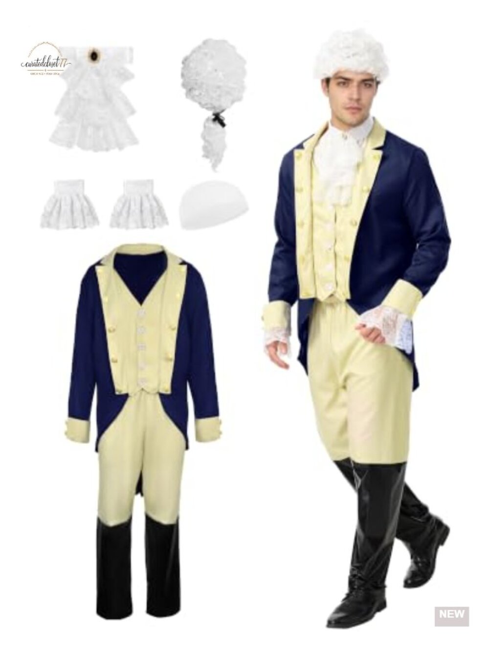 Founding Father Costume Set Colonial Revolutionary War Outfit Halloween